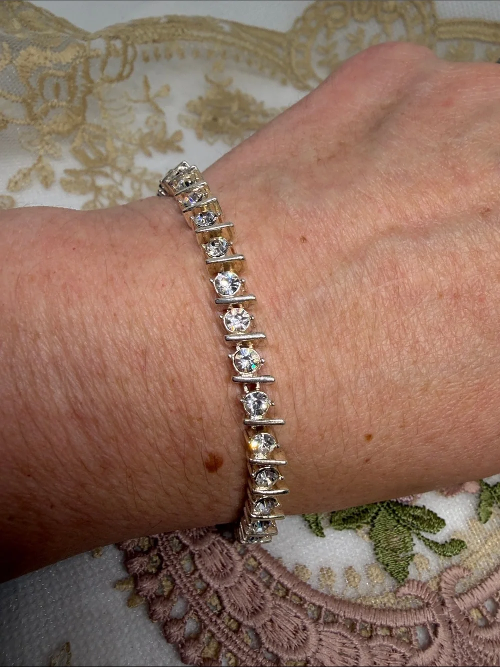 Vintage 925 Sterling Silver CZ Tennis Bracelet Classic 80s Statement Jewelry
